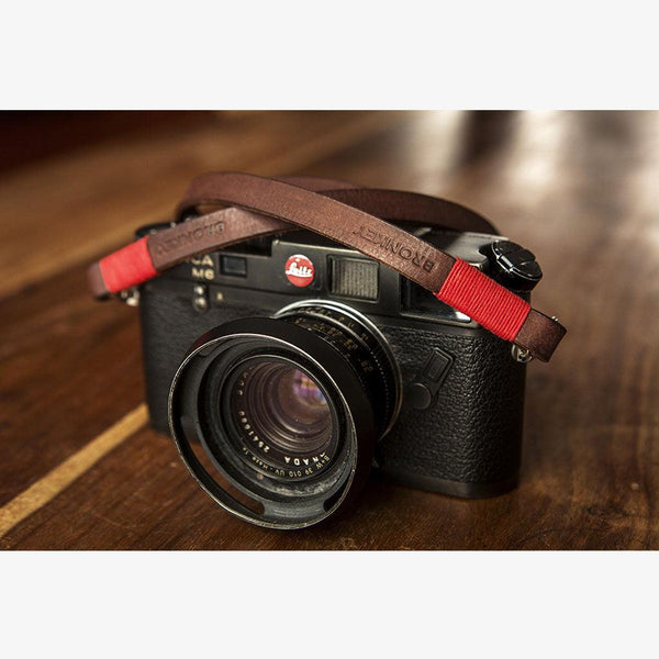 Red leather camera strap, different and original, outlet totally handmade